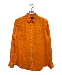 POLO RALPH LAUREN（ポロ・ラルフローレン）の古着「23SS リラックスフィット リネン シャツ」｜オレンジ×ブルーポニー
