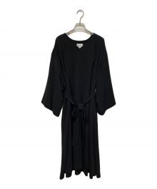 foufou（フーフー ザドレス）の古着「THE DRESS #07 drape v neck dress」｜ブラック