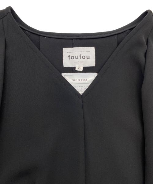 foufou（フーフー ザドレス）foufou (フーフー ザドレス) THE DRESS #07 drape v neck dress ブラック サイズ:SIZE 0の古着・服飾アイテム