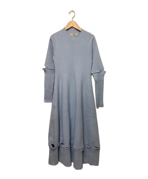 pinue（ピヌエ）pinue (ピヌエ) 25SS スリットフレアニットワンピース ベイビーブルー サイズ:SIZE Mの古着・服飾アイテム
