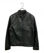 COACHコーチ）の古着「シングルライダースジャケット」｜ブラック