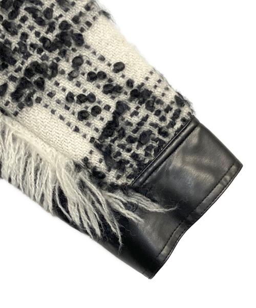 AULA（オーラ）AULA (オーラ) リメイクアシンメトリーチェックブルゾン ホワイト×ブラック サイズ:SIZE 0の古着・服飾アイテム