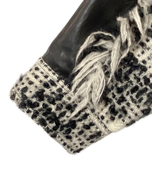 AULA（オーラ）AULA (オーラ) リメイクアシンメトリーチェックブルゾン ホワイト×ブラック サイズ:SIZE 0の古着・服飾アイテム