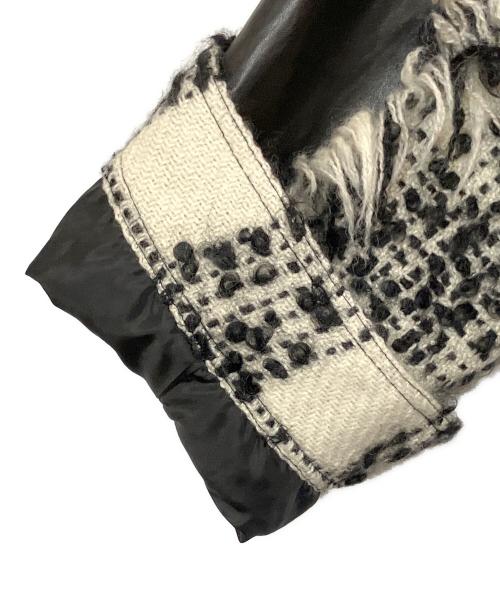 AULA（オーラ）AULA (オーラ) リメイクアシンメトリーチェックブルゾン ホワイト×ブラック サイズ:SIZE 0の古着・服飾アイテム