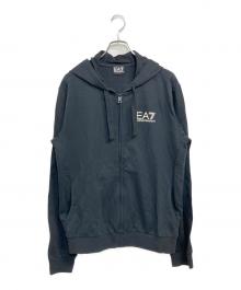 EA7 EMPORIO ARMANI（EA7 エンポリオアルマーニ）の古着「ロゴジップアップフーデッドスウェットシャツ」｜ブラック