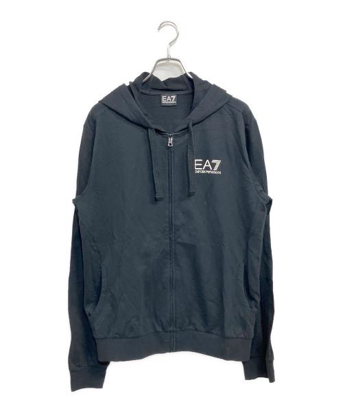EA7 EMPORIO ARMANI（EA7 エンポリオアルマーニ）EA7 EMPORIO ARMANI (EA7 エンポリオアルマーニ) ロゴジップアップフーデッドスウェットシャツ ブラック サイズ:SIZE LL (US L)の古着・服飾アイテム