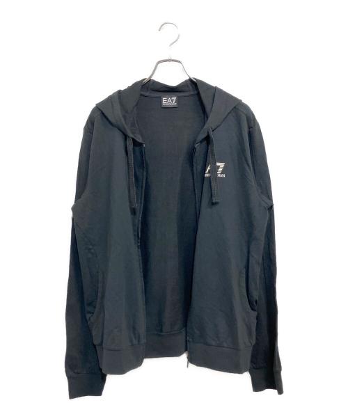 EA7 EMPORIO ARMANI（EA7 エンポリオアルマーニ）EA7 EMPORIO ARMANI (EA7 エンポリオアルマーニ) ロゴジップアップフーデッドスウェットシャツ ブラック サイズ:SIZE LL (US L)の古着・服飾アイテム