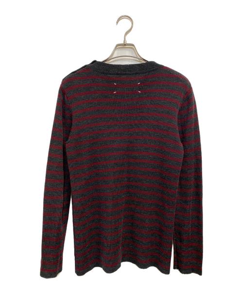 Maison Margiela（メゾンマルジェラ）Maison Margiela (メゾンマルジェラ) 薄手ニット レッド×グレー サイズ:タグ不鮮明の古着・服飾アイテム