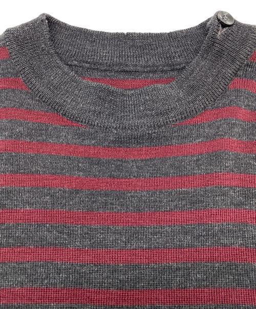 Maison Margiela（メゾンマルジェラ）Maison Margiela (メゾンマルジェラ) 薄手ニット レッド×グレー サイズ:タグ不鮮明の古着・服飾アイテム