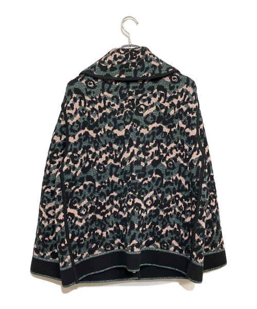 missoni（ミッソーニ）missoni (ミッソーニ) レオパードラメニットジャケット ブラック×グリーン サイズ:SIZE S (EUR XS)の古着・服飾アイテム