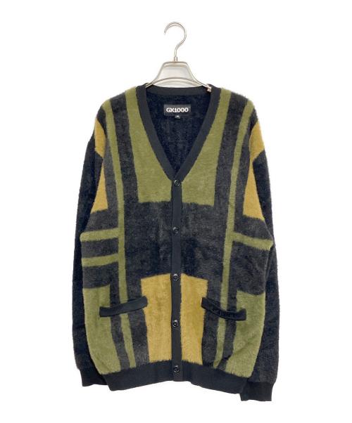 GX1000（ジーエックス）GX1000 (ジーエックス) 厚手カーディガン グリーン×ブラック サイズ:SIZE Mの古着・服飾アイテム