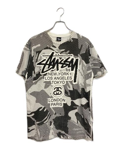 stussy（ステューシー）stussy (ステューシー) WORLD TOUR TEE ホワイト×ブラック サイズ:SIZE LL (US L)の古着・服飾アイテム