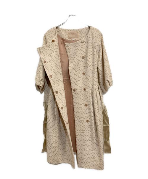Sybilla（シビラ）Sybilla (シビラ) フラワージャカードドレスコート ベージュ×ピンク サイズ:SIZE Mの古着・服飾アイテム