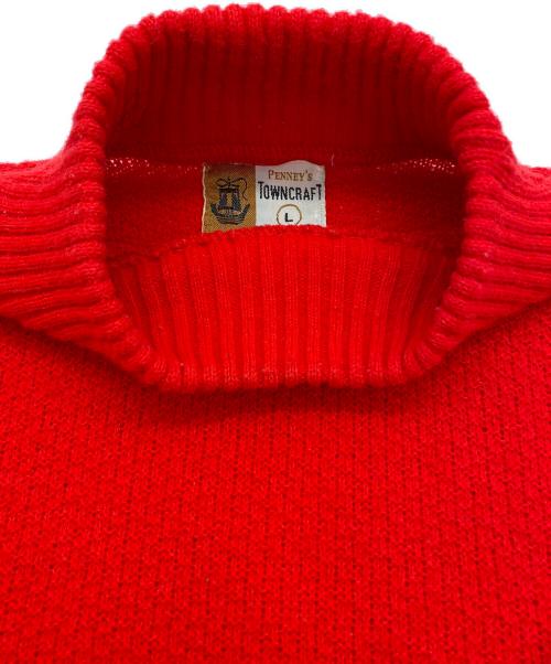 PENNEY'S TOWNCRAFT（ペニーズ タウンクラフト）PENNEY'S TOWNCRAFT (ペニーズ タウンクラフト) 薄手ニット レッド×ホワイトライン サイズ:SIZE US Lの古着・服飾アイテム
