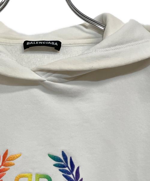 BALENCIAGA（バレンシアガ）BALENCIAGA (バレンシアガ) 19SS Rainbow BB Logo Hoodie ホワイト サイズ:SIZE XSの古着・服飾アイテム