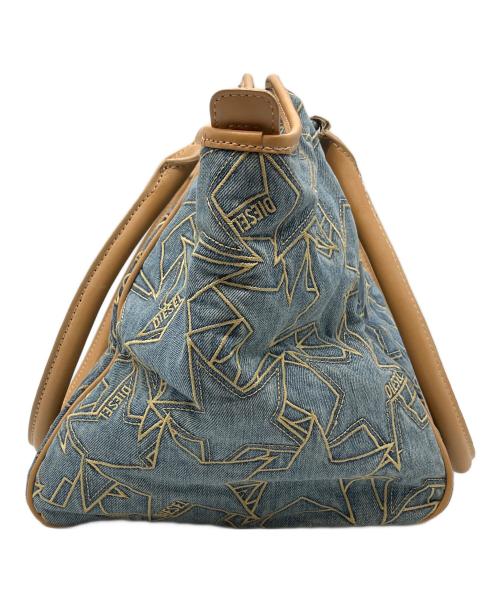 DIESEL（ディーゼル）DIESEL (ディーゼル) デニムトートバッグ ブラウン×インディゴの古着・服飾アイテム