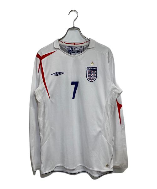 イングランド代表（イングランドダイヒョウ）イングランド代表 (イングランドダイヒョウ) UMBRO (アンブロ) サッカー レプリカユニフォーム ベッカム ホワイト サイズ:SIZE XL (ASIA)の古着・服飾アイテム