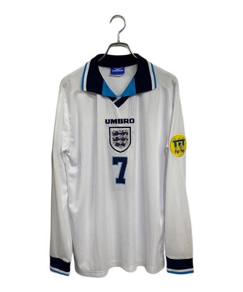 イングランド代表（イングランドダイヒョウ）イングランド代表 (イングランドダイヒョウ) UMBRO (アンブロ) 1996年モデル 【7】デイビッド・ベッカム ホワイト サイズ:SIZE LL (UK L)の古着・服飾アイテム