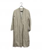 1er Arrondissementプルミエ アロンディスモン）の古着「コットンリネン ヘリンボーンノーカラーコート」｜ベージュ