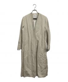 1er Arrondissement（プルミエ アロンディスモン）の古着「コットンリネン ヘリンボーンノーカラーコート」｜ベージュ