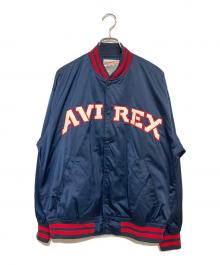 AVIREX（アヴィレックス）の古着「サテン スタジアム ジャケット」｜ネイビー