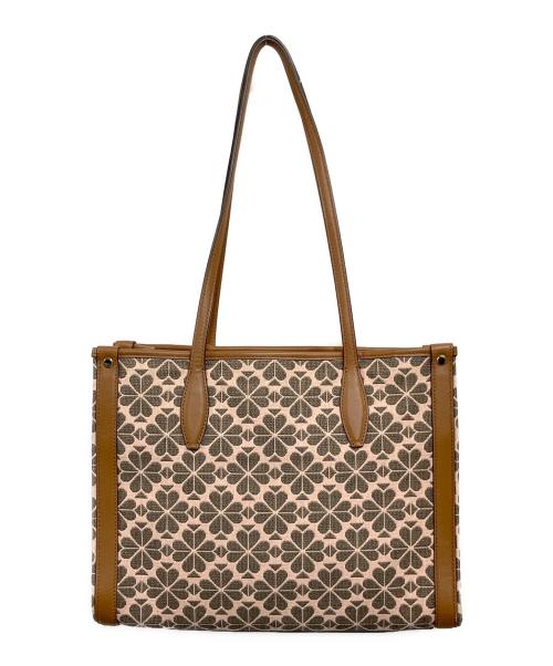 Kate Spade（ケイトスペード）Kate Spade (ケイトスペード) ジャガード スペードフラワー ミディアム トート ブラウン×ピンクの古着・服飾アイテム