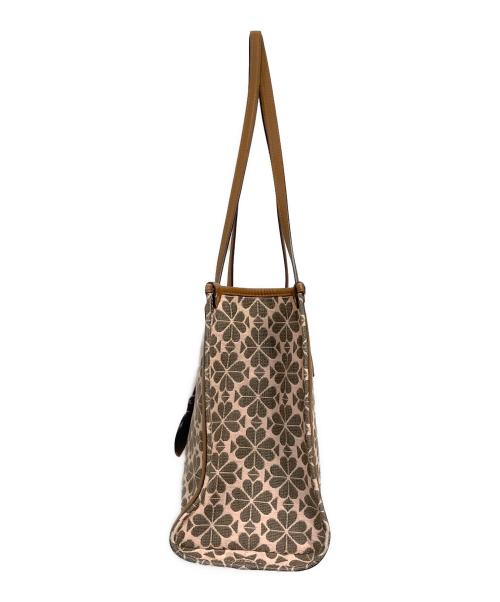 Kate Spade（ケイトスペード）Kate Spade (ケイトスペード) ジャガード スペードフラワー ミディアム トート ブラウン×ピンクの古着・服飾アイテム