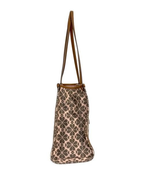 Kate Spade（ケイトスペード）Kate Spade (ケイトスペード) ジャガード スペードフラワー ミディアム トート ブラウン×ピンクの古着・服飾アイテム