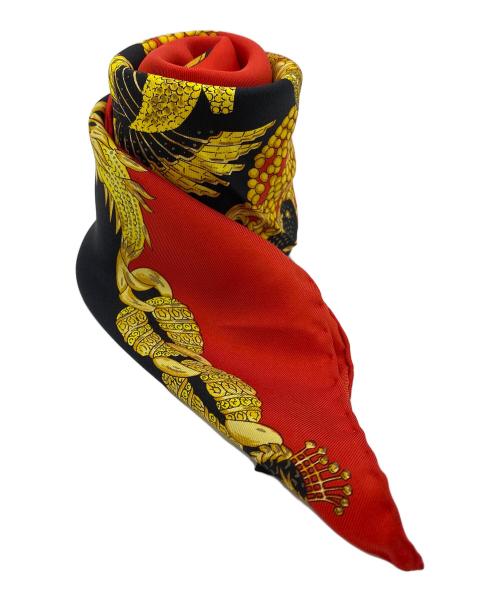 VERSACE（ヴェルサーチェ）VERSACE (ヴェルサーチェ) スカーフ ブラック×レッドの古着・服飾アイテム