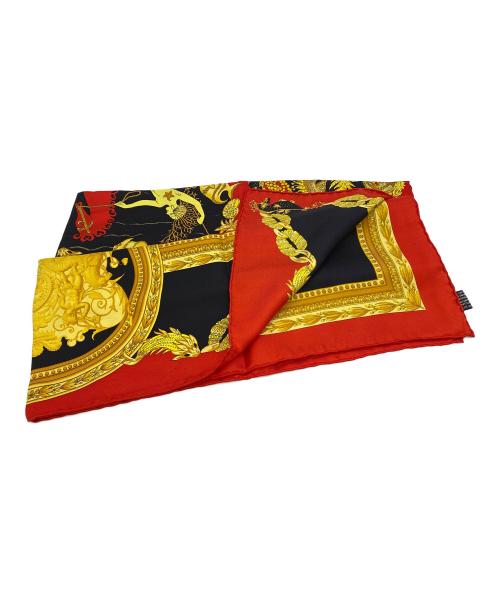 VERSACE（ヴェルサーチェ）VERSACE (ヴェルサーチェ) スカーフ ブラック×レッドの古着・服飾アイテム