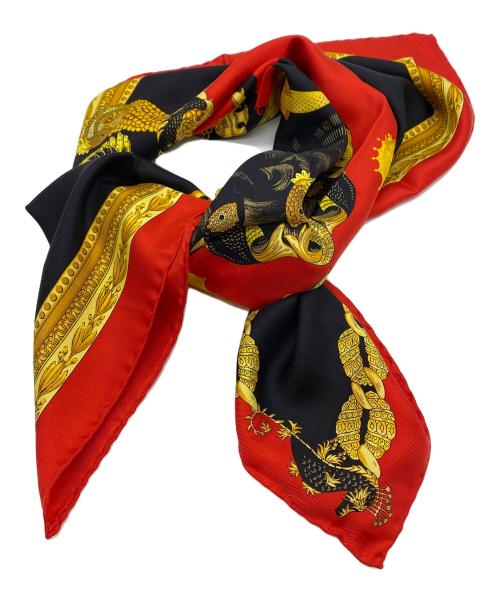 VERSACE（ヴェルサーチェ）VERSACE (ヴェルサーチェ) スカーフ ブラック×レッドの古着・服飾アイテム