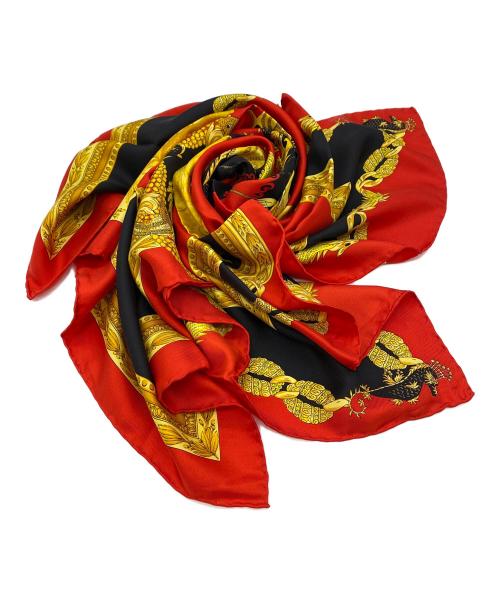 VERSACE（ヴェルサーチェ）VERSACE (ヴェルサーチェ) スカーフ ブラック×レッドの古着・服飾アイテム