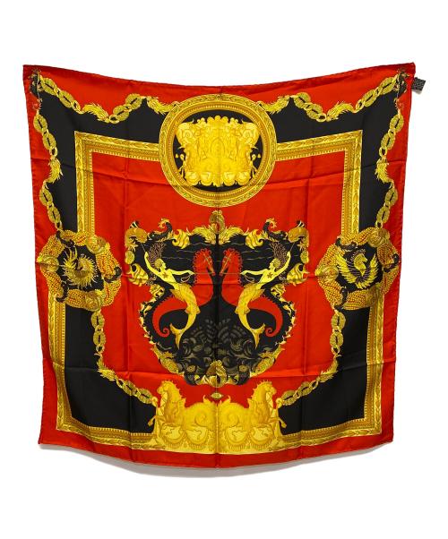 VERSACE（ヴェルサーチェ）VERSACE (ヴェルサーチェ) スカーフ ブラック×レッドの古着・服飾アイテム