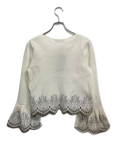 JUSGLITTY（ジャスグリッティー）JUSGLITTY (ジャスグリッティー) カットワーククロップドニット ホワイト サイズ:SIZE 2 未使用品の古着・服飾アイテム