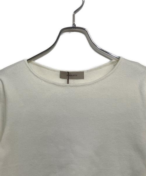 JUSGLITTY（ジャスグリッティー）JUSGLITTY (ジャスグリッティー) カットワーククロップドニット ホワイト サイズ:SIZE 2 未使用品の古着・服飾アイテム