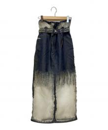 DIESEL（ディーゼル）の古着「デニム&シースルースカート」｜ブルー