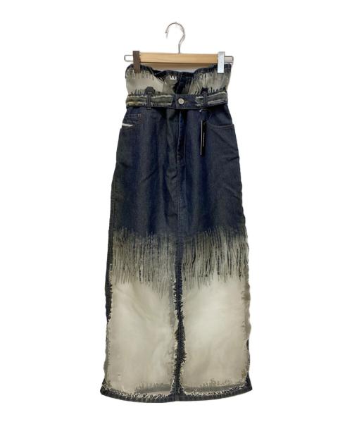 DIESEL（ディーゼル）DIESEL (ディーゼル) デニム&シースルースカート ブルー サイズ:SIZE 61cm (W24 S) 未使用品の古着・服飾アイテム