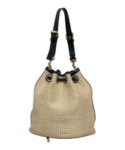 FURLA（フルラ）FURLA (フルラ) EVE ミニ ドローイングショルダー ベージュ×ブラックの古着・服飾アイテム