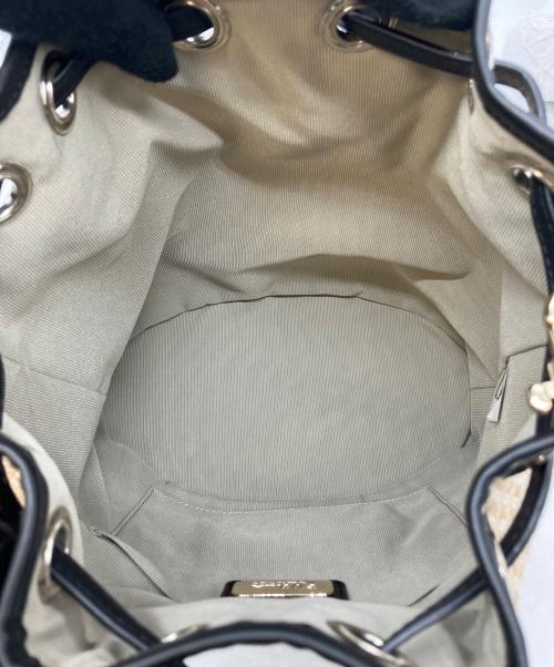 FURLA（フルラ）FURLA (フルラ) EVE ミニ ドローイングショルダー ベージュ×ブラックの古着・服飾アイテム