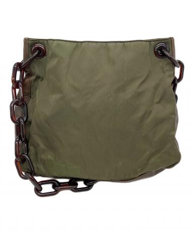 PRADA(プラダ) ショルダーバッグ - BR4660 カーキ 革タグ レザー PRADA(プラダ) ショルダーバッグ - BR4660 カーキ 革タグ レザー