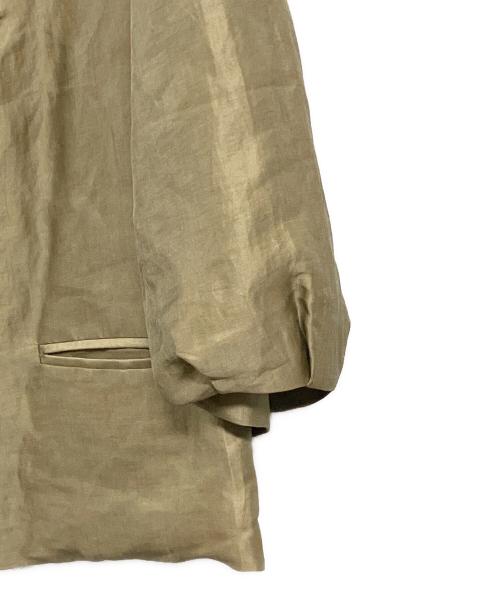 DRAWER（ドゥロワー）DRAWER (ドゥロワー) シルクミックス ノーカラージャケット カーキ サイズ:SIZE 36 (S)の古着・服飾アイテム