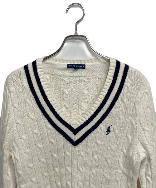 RALPH LAUREN（ラルフローレン）RALPH LAUREN (ラルフローレン) 厚手ニット ホワイト サイズ:SIZE LL (US L)の古着・服飾アイテム