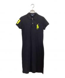 RALPH LAUREN（ラルフローレン）の古着「半袖ワンピース」｜ネイビー×ネオンイエローポニー