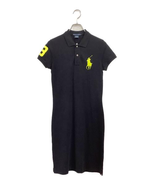 RALPH LAUREN（ラルフローレン）RALPH LAUREN (ラルフローレン) 半袖ワンピース ネイビー×ネオンイエローポニー サイズ:SIZE L (US M) 未使用品の古着・服飾アイテム