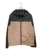 COACHコーチ）の古着「2024 シグネチャーフルジップウインドブレーカー」｜ブラック×ベージュ