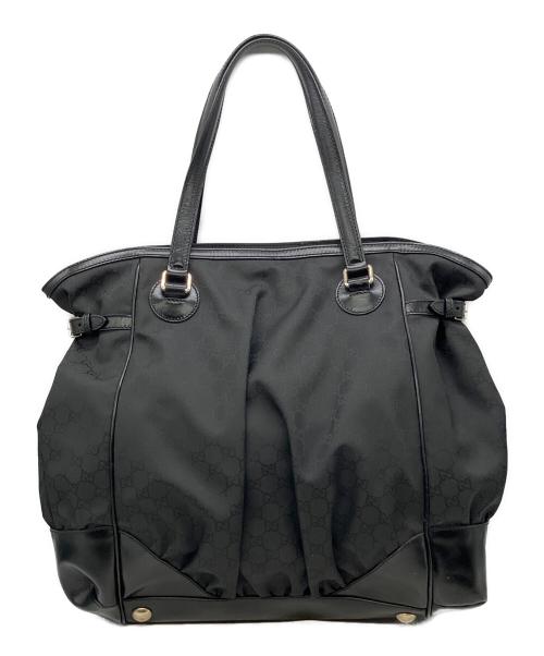 GUCCI（グッチ）GUCCI (グッチ) GGレザー切替トートバッグ ブラックの古着・服飾アイテム