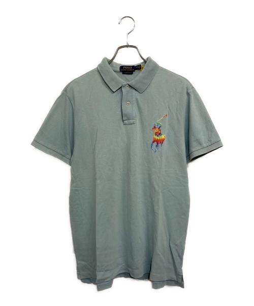 POLO RALPH LAUREN（ポロ・ラルフローレン）POLO RALPH LAUREN (ポロ・ラルフローレン) ポロシャツ ライトブルー×マルチカラーポニー サイズ:Mの古着・服飾アイテム