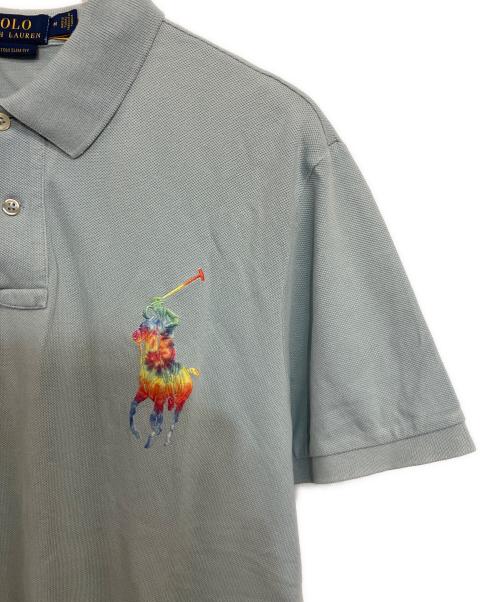 POLO RALPH LAUREN（ポロ・ラルフローレン）POLO RALPH LAUREN (ポロ・ラルフローレン) ポロシャツ ライトブルー×マルチカラーポニー サイズ:Mの古着・服飾アイテム