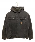 CarHarttカーハート）の古着「Sandstone Hooded Multi Pocket Jacket Sherpa Lined」｜ブラック