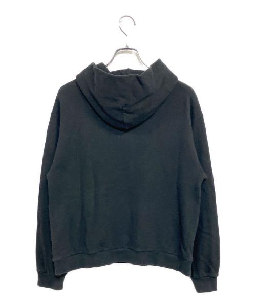 stussy（ステューシー）stussy (ステューシー) プルオーバーフーディ ブラック×ピンクロゴ サイズ:Mの古着・服飾アイテム